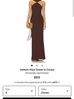 Amanda Uprichard Maxi Halter Dress in Cocoa Brown